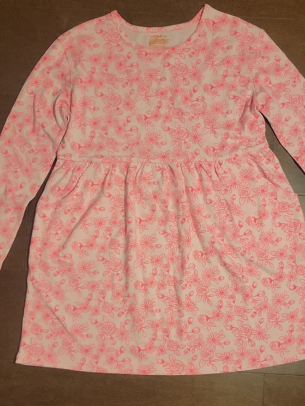 Cat & Jack Pink Floral Long-Sleeve Casual Dress